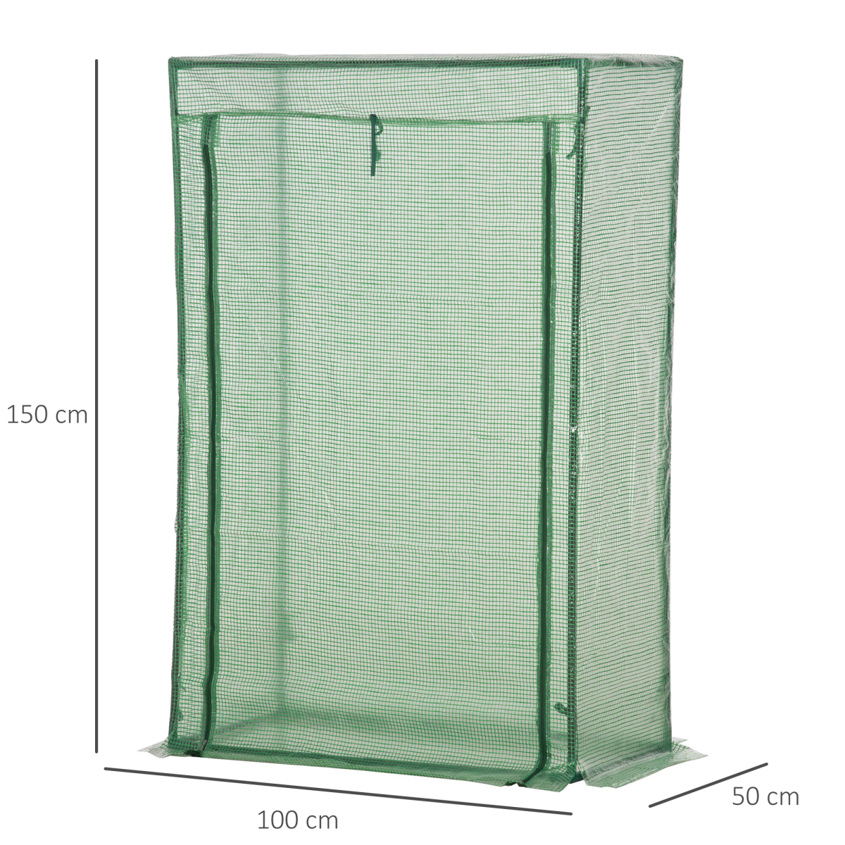 HOMCOM Outdoor Greenhouse PE Cover with Zipper Roll-Up Door, 100x50x150cm – Small Garden Plant Protection, Green