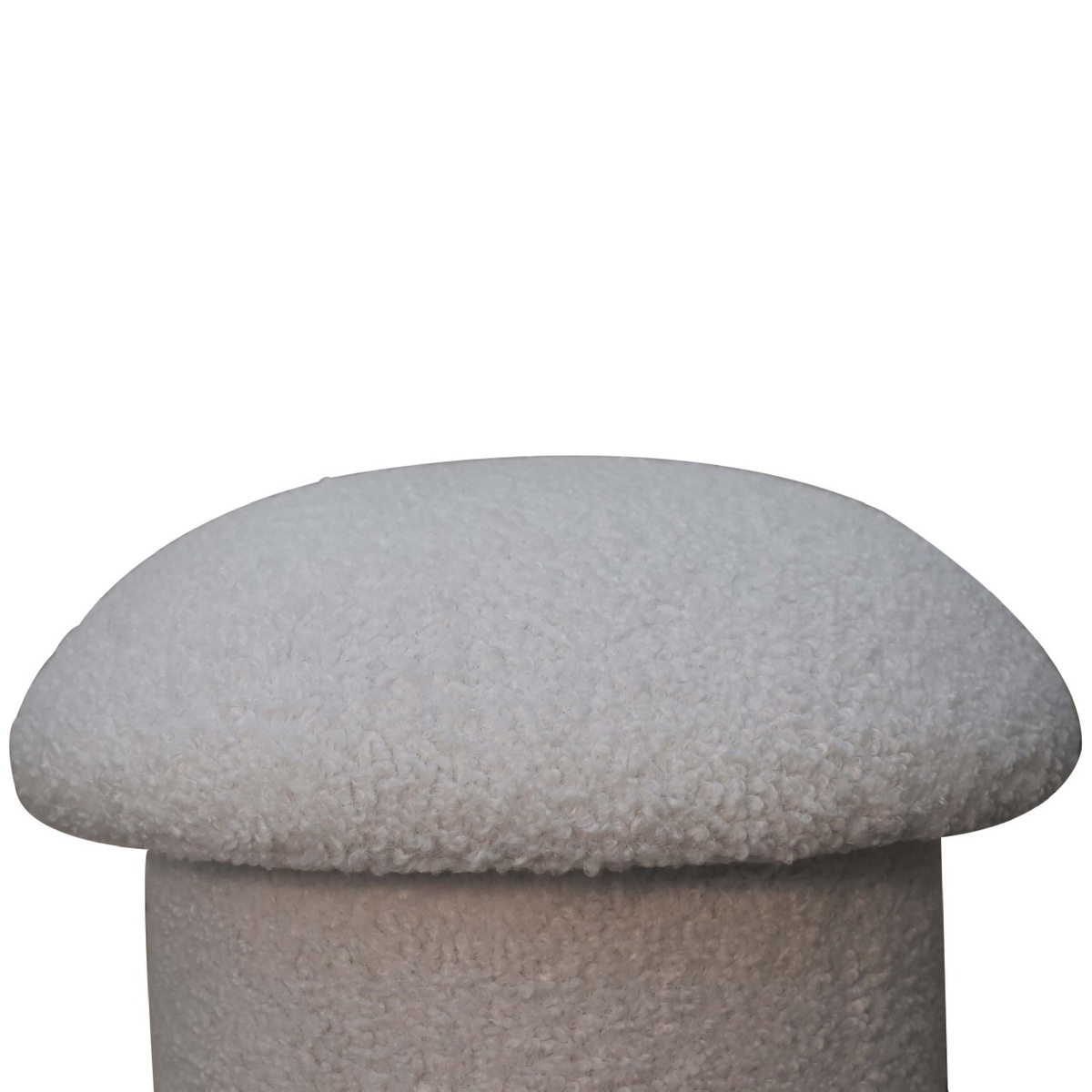 Artisan Furniture Mushroom Footstool in Solid Wood with White Boucle Upholstery – Contemporary Seat, White
