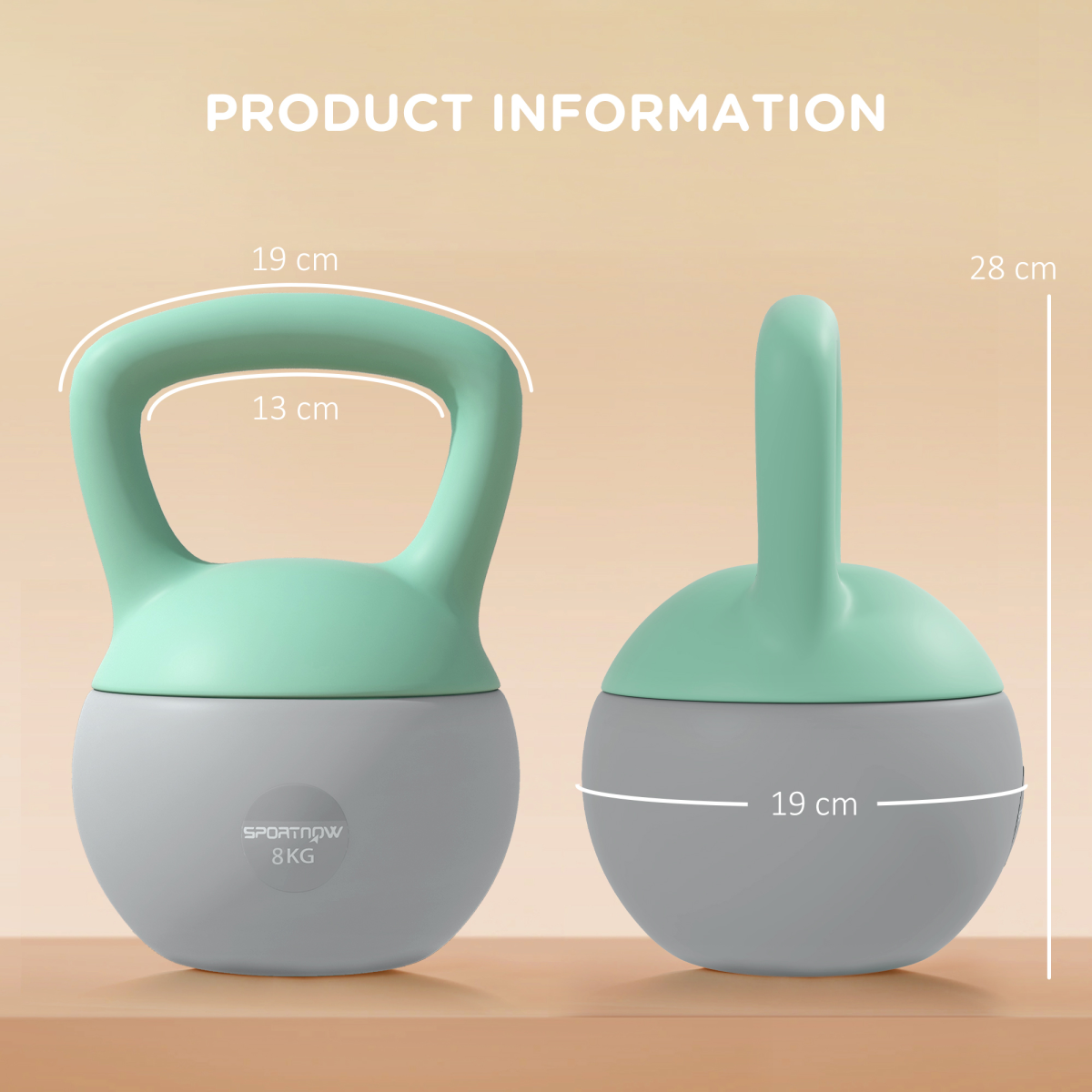 SPORTNOW 8kg Soft Kettlebell with Non-Slip Handle & Flat Base – Home Gym Strength Training, Grey and Green