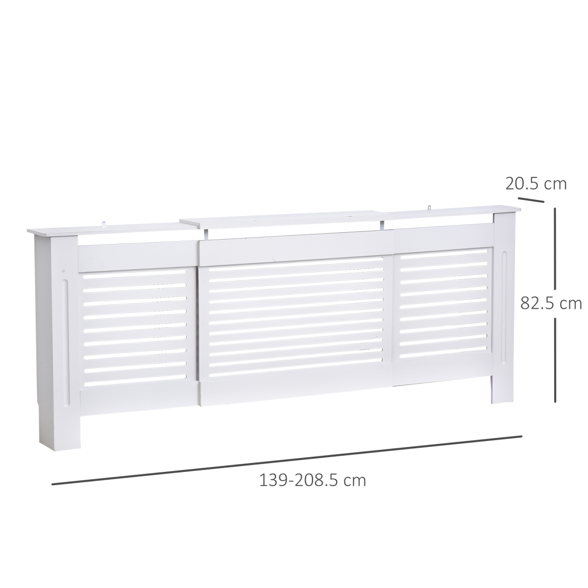 HOMCOM Extendable Radiator Cover with Slatted Design and Top Shelf – MDF Heater Cabinet, White
