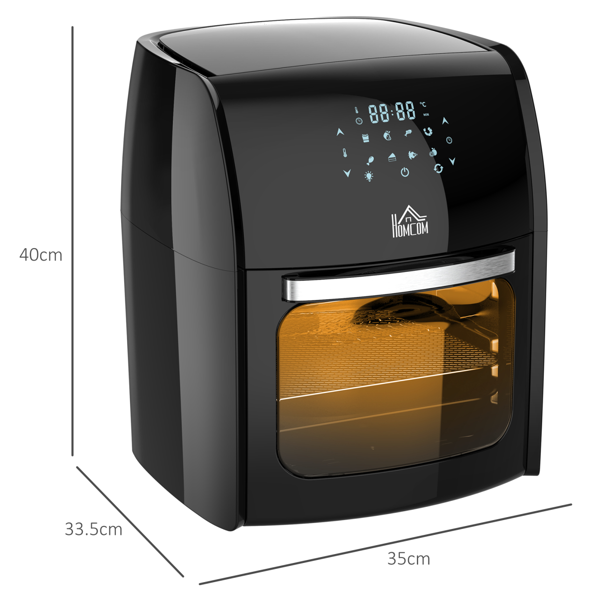 HOMCOM 12L Air Fryer Oven with 8 Presets, 1800W – Rotisserie & Dehydrator, Rapid Air Circulation, Black