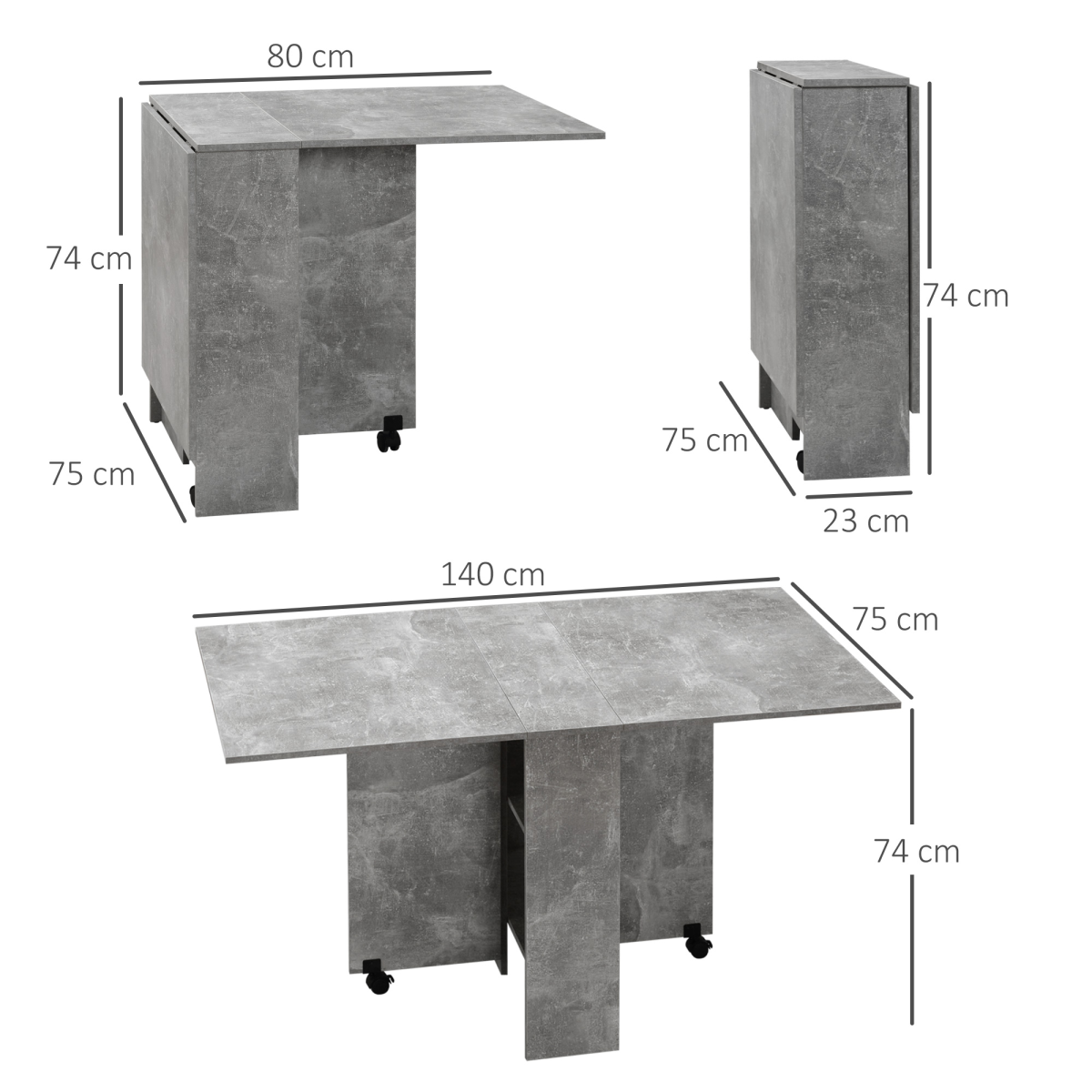 HOMCOM Rolling Drop Leaf Dining Table with Open Shelves – Folding Kitchen Table on Wheels, Seats 6