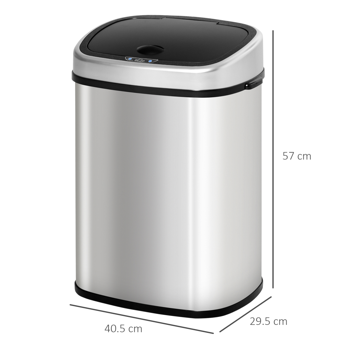 HOMCOM 48L Touchless Automatic Sensor Bin with Mirror Stainless Steel Finish – Hygienic Kitchen Waste Bin