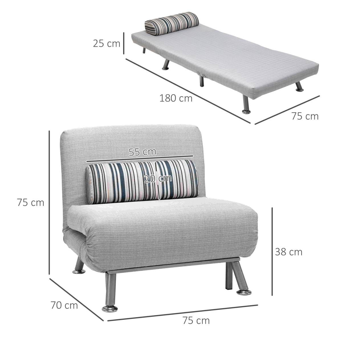 Steel Frame Folding Chair Bed adjustable back detail