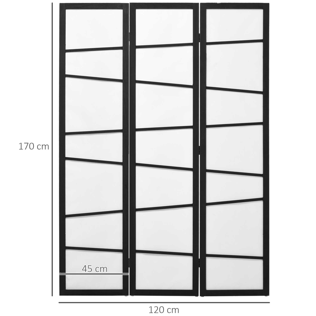 HOMCOM 3 Panel Folding Room Divider Privacy Screen with Paulownia Wood Frame – Space Divider