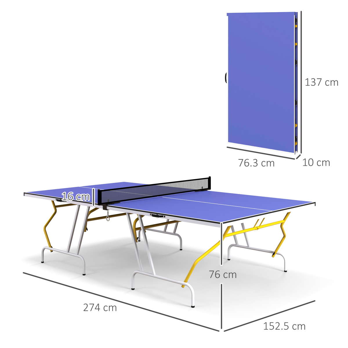 SPORTNOW 9ft Foldable Table Tennis Table with Cover, Net, Paddles & Balls – Compact Ping Pong Table, Blue