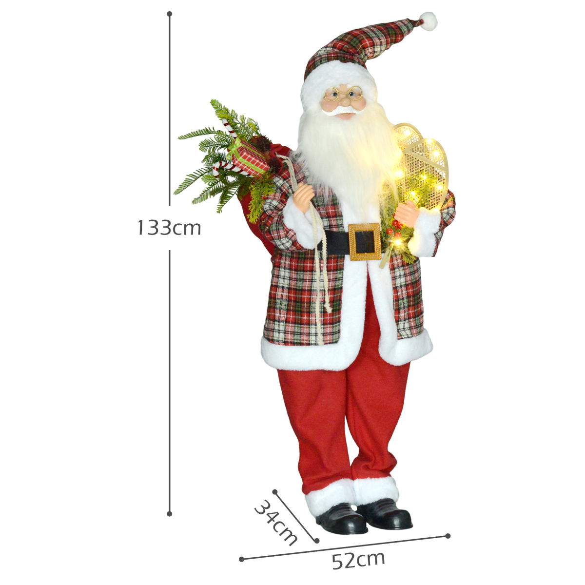HOMCOM 133cm Animated Santa Claus with Sound-Activated Festive Music – Freestanding Christmas Decoration