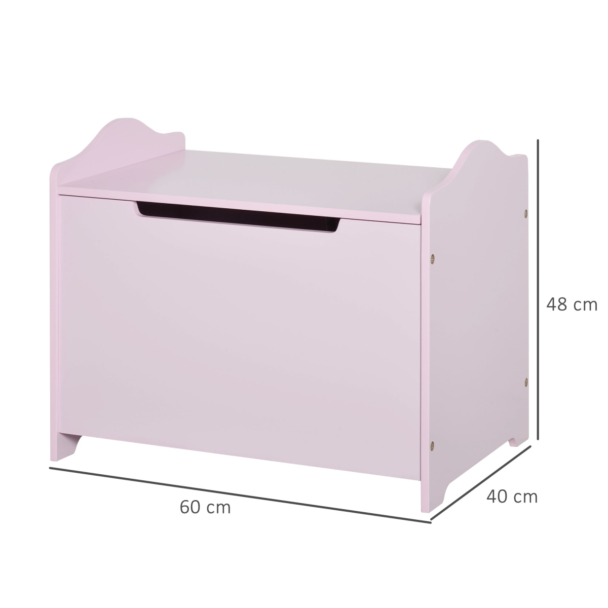 HOMCOM Kids Toy Box with Safety Lid – Pink Storage Chest for Bedroom, 60 x 40 cm, Ages 3+