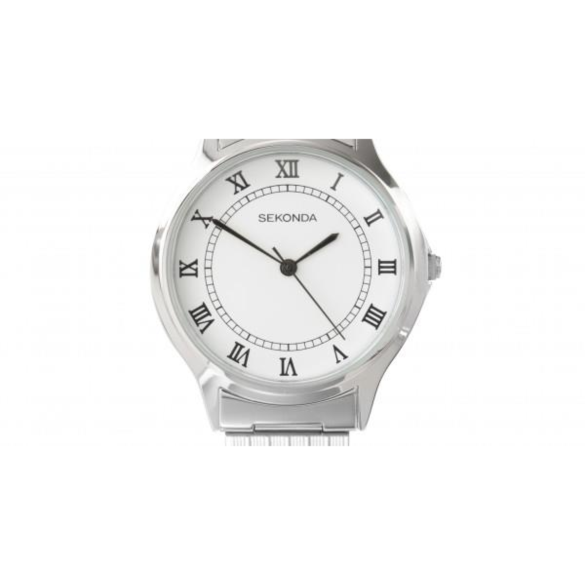 Sekonda Men's Watch, White Roman Numeral Dial, Silver Expandable Bracelet – 3022B