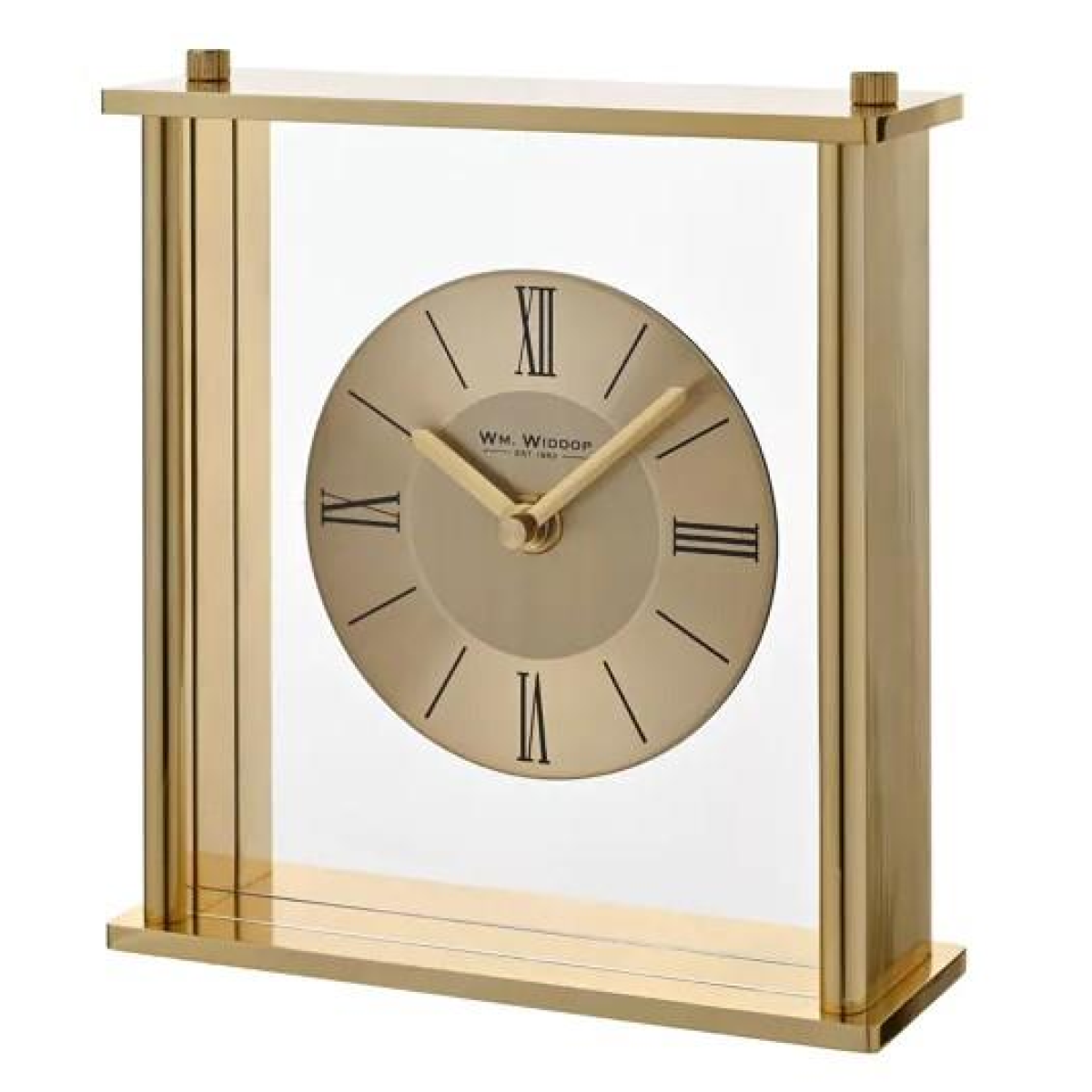 Widdop Square Mantel Clock with Roman Dial & Quartz Movement – Gold Timepiece in Gift Box