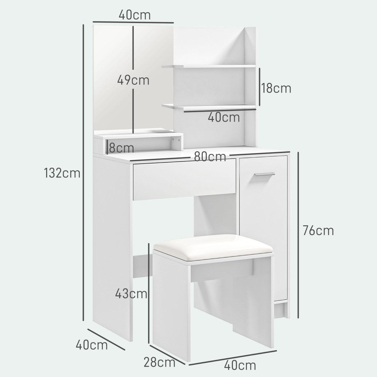 AIYAPLAY Kids Dressing Table storage shelves detail