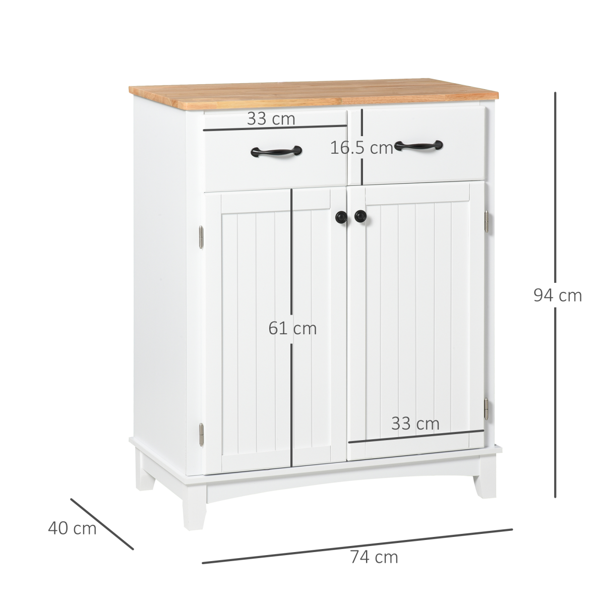 Kitchen Cupboard Storage Cabinet with Two Drawers & Adjustable Shelf – Kitchen and Dining Room Storage
