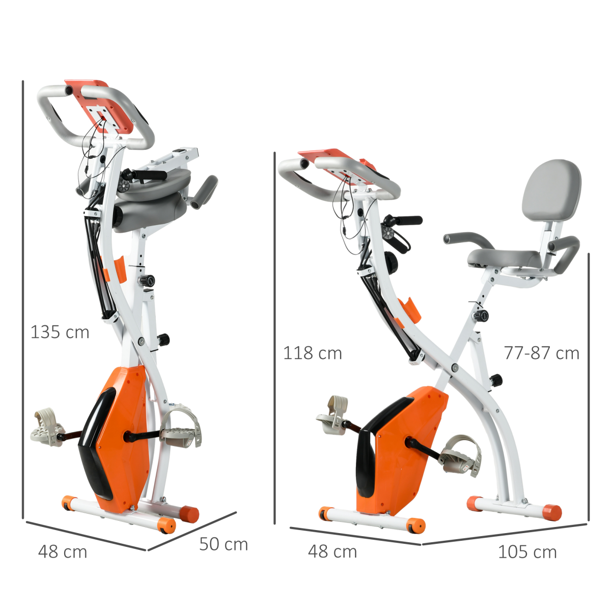 HOMCOM 2-in-1 Foldable Upright & Recumbent Exercise Bike, 8 Resistance Levels & Pulse Sensor – Home Cardio