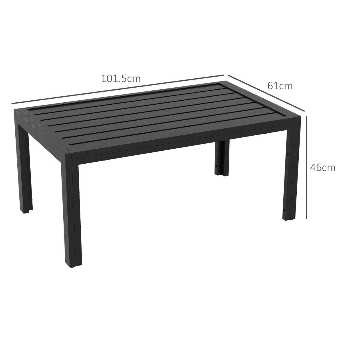 Outsunny Outdoor Side Table with Slatted Top & Galvanised Steel Frame – Patio, Balcony & Garden Table, Black