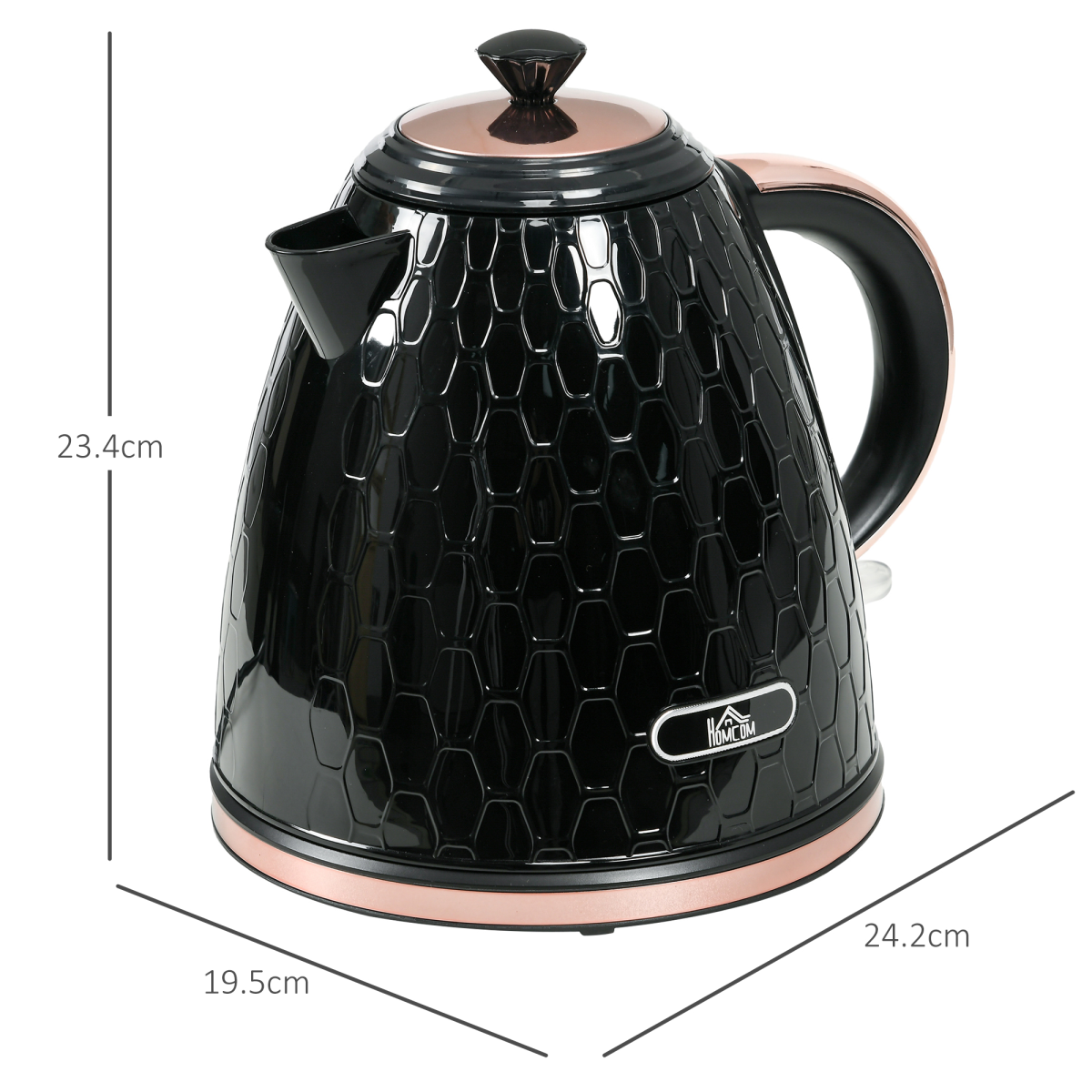 HOMCOM 1.7L 3kW Fast Boil Electric Kettle with 360° Swivel Base & Auto Shut-Off – Black