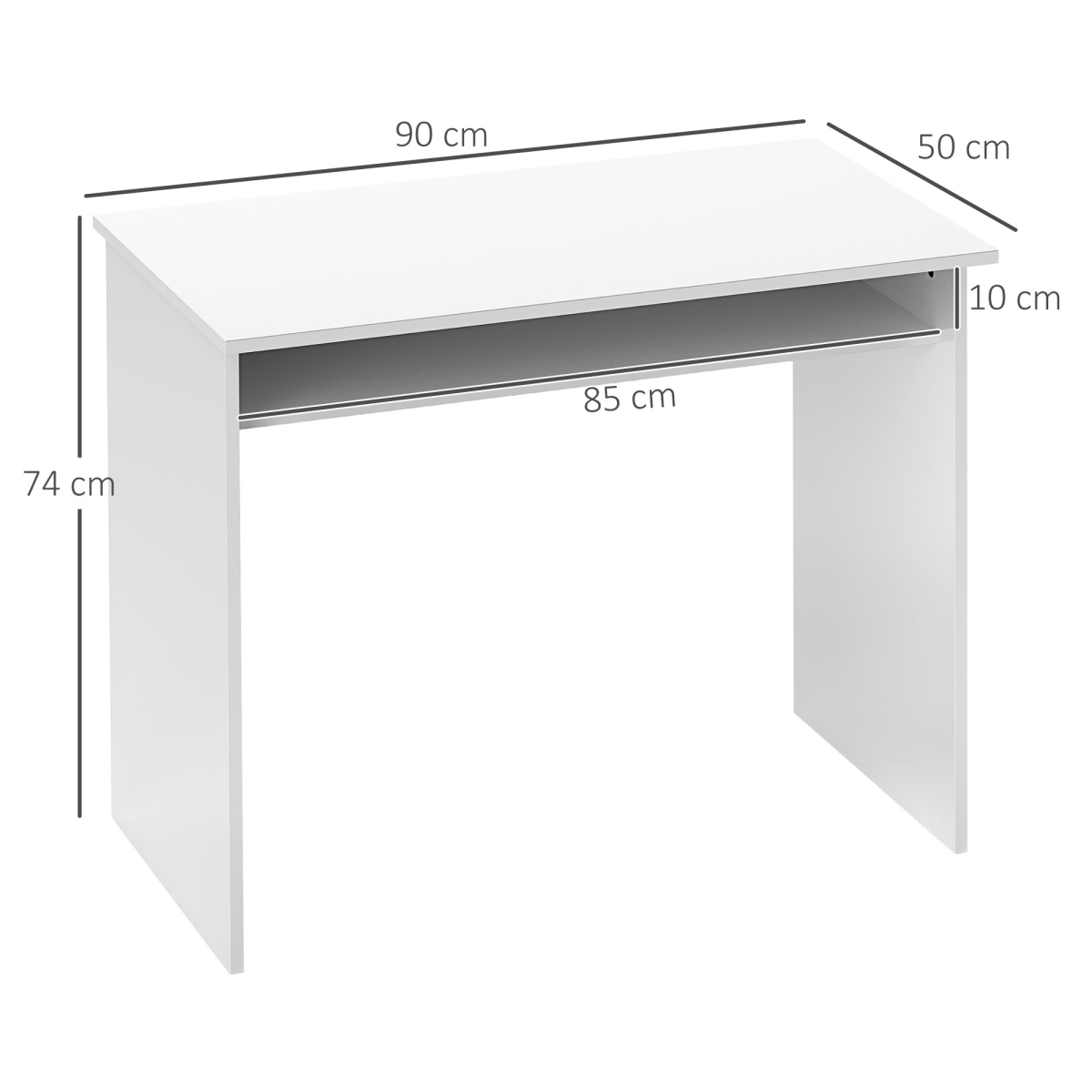 HOMCOM High Gloss Computer Desk with Built-In Storage & Spacious Top – Home Study Workstation, White