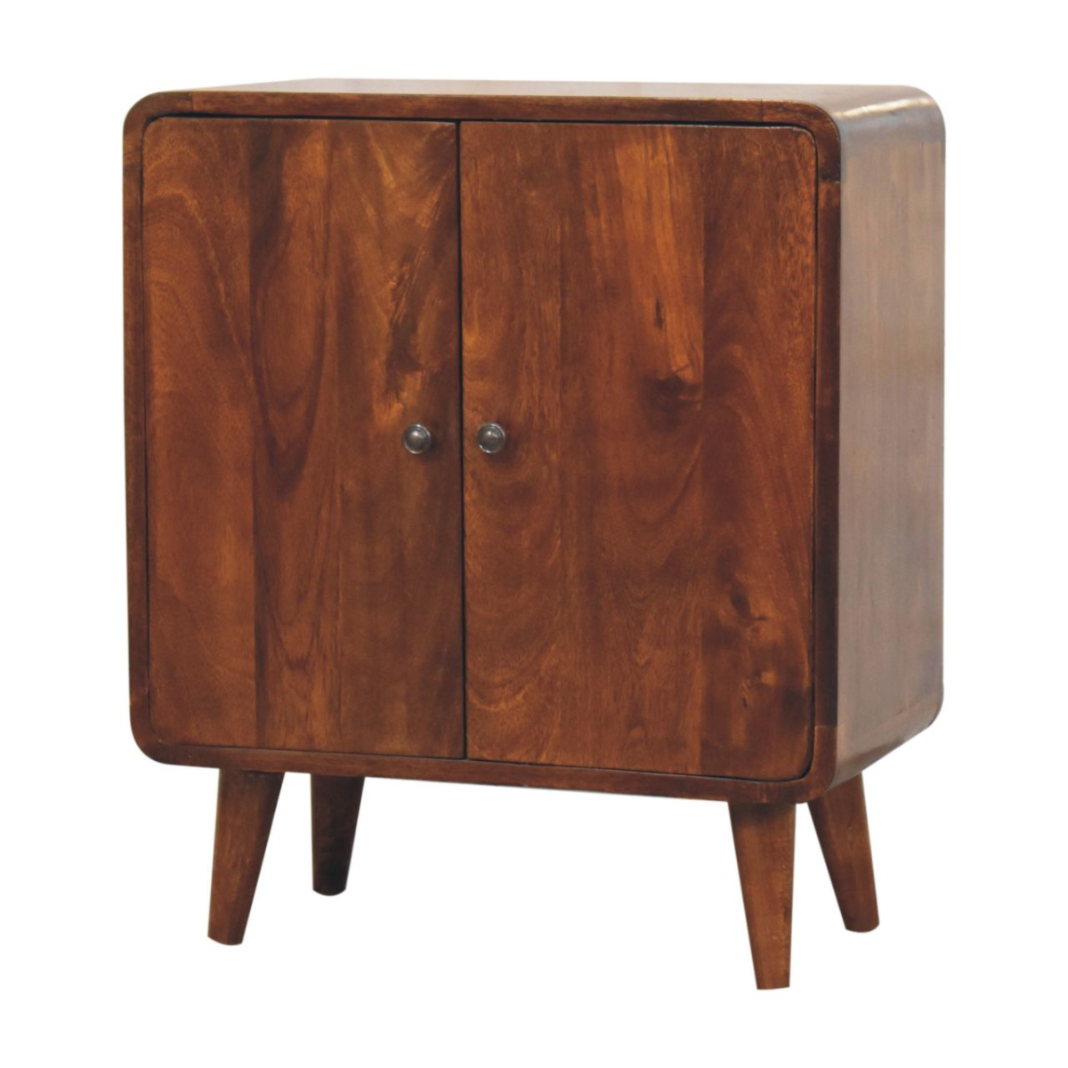 Artisan Furniture Mini Classic Chestnut Cabinet – Solid Mango Wood, 2 Doors & 2 Internal Shelves, Brown