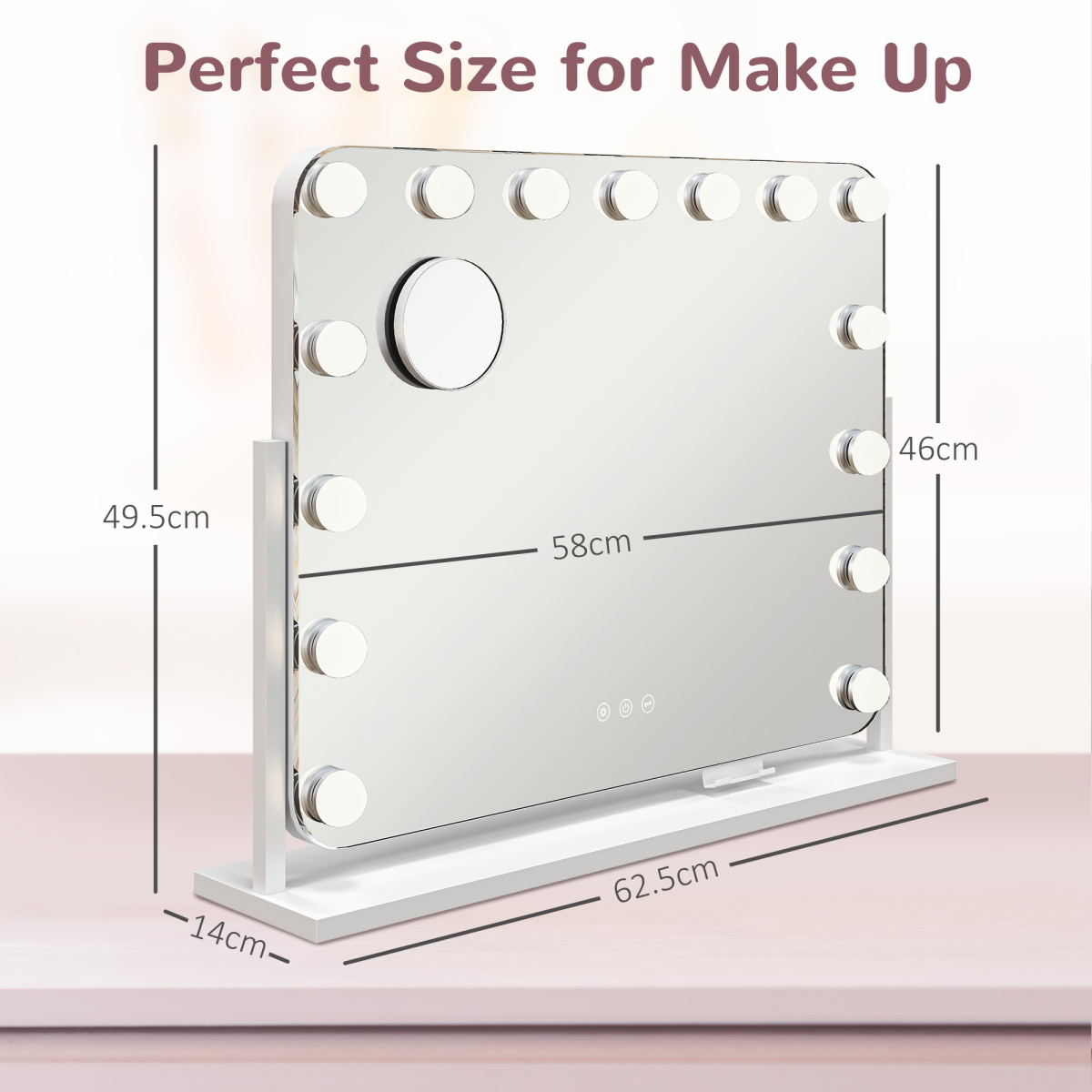 HOMCOM Hollywood Dimmable Lighted Makeup Mirror with Magnifier, USB Port
