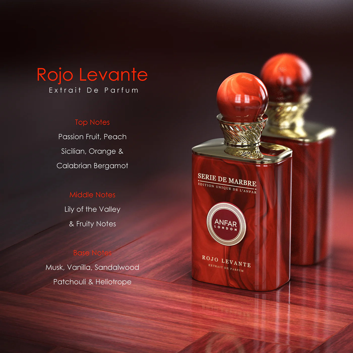 Anfar London Rojo Levante Extrait de Parfum 100ml – Fruity Sweet Unisex Fragrance