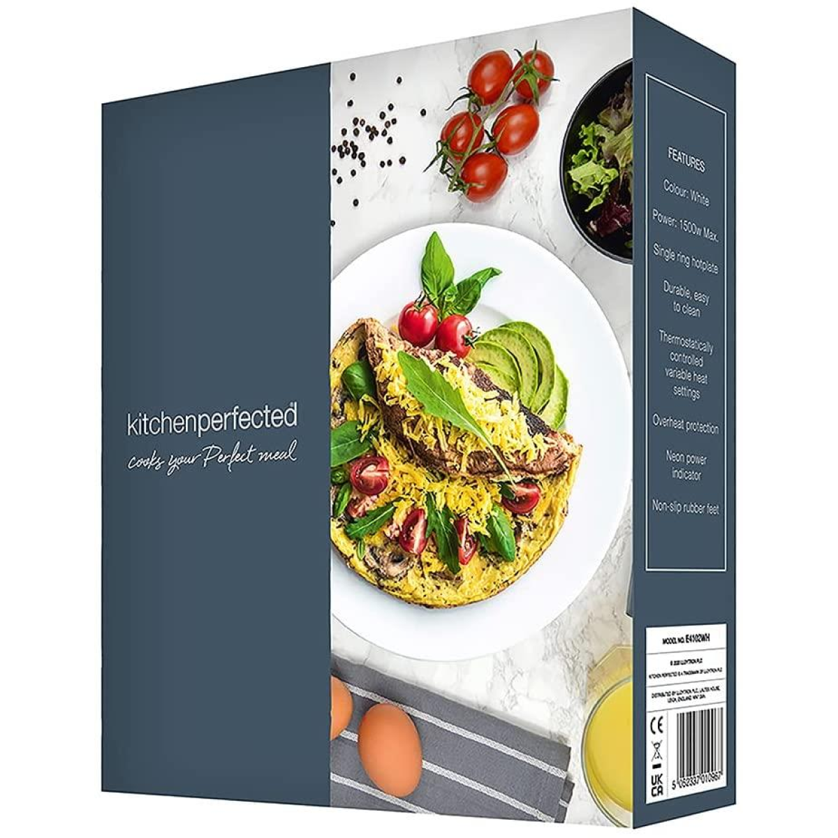 KitchenPerfected 1500W Single Hotplate with Variable Heat & Overheat Protection – Stainless Steel