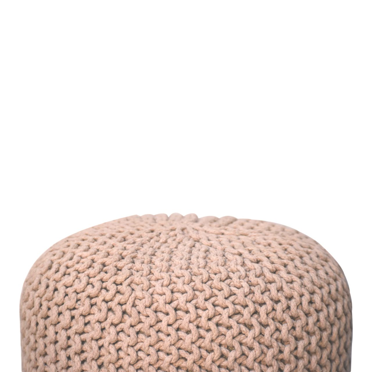 Artisan Furniture Keeva Round Footstool with Woven Top & Oak-Ish Nordic Legs – Light, Compact Seat, Beige