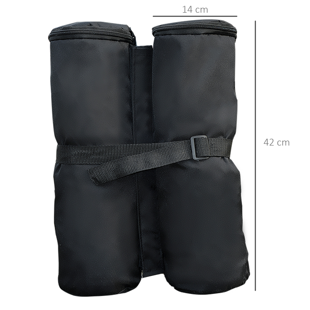 Outsunny Gazebo Sand Bag Weights, Set of 4 Leg Weights with Velcro Attachment – Holds 15kg Each, Black