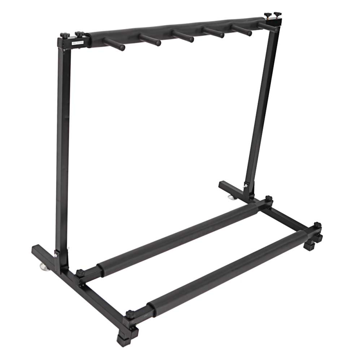 Triple Folding Guitar Rack Stand for 5 Guitars – Neoprene-Protected Tubular Holder, Black