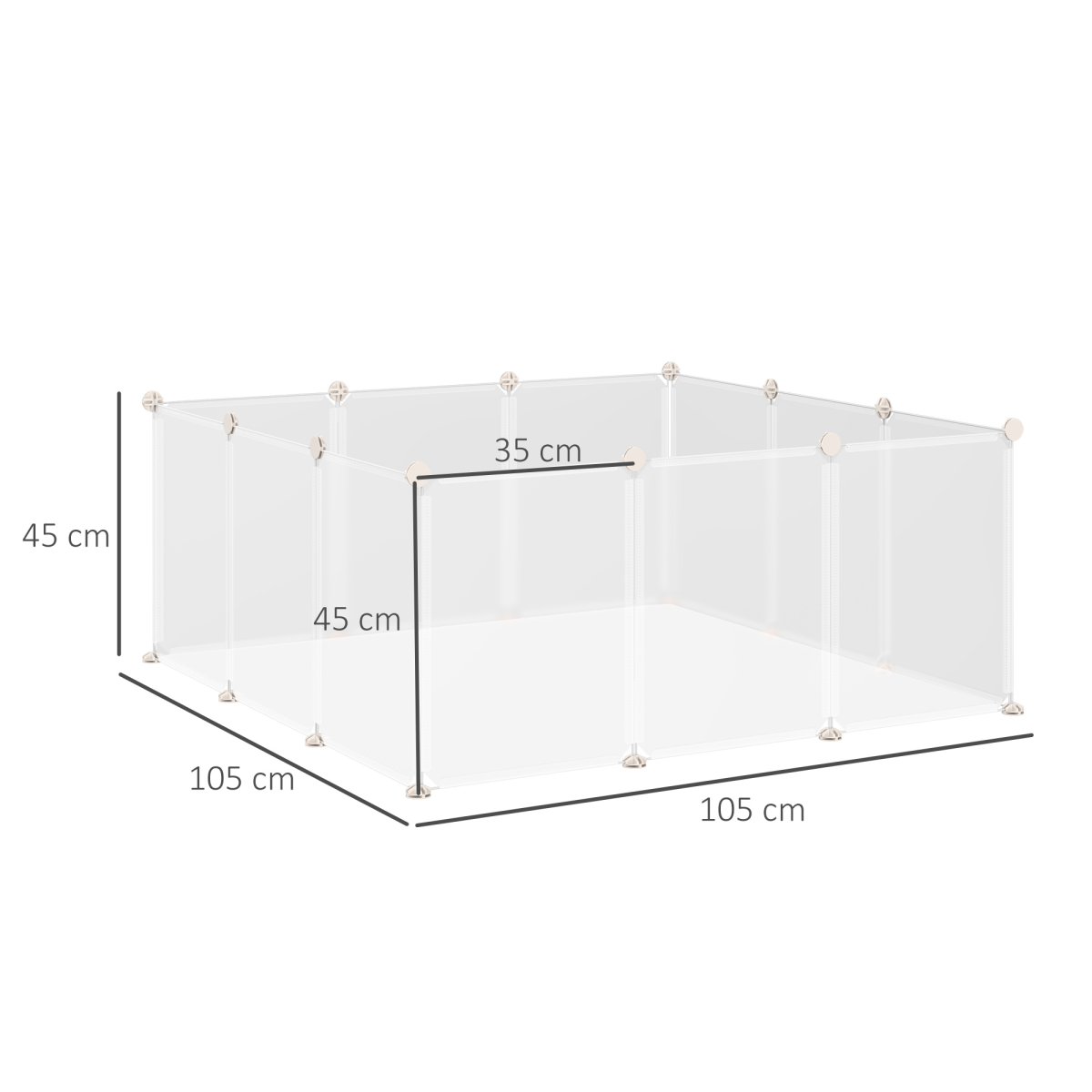 Pawhut 12-Panel DIY Small Animal Playpen with Connectors – Indoor Cage for Rabbits, Chinchillas & Guinea Pigs