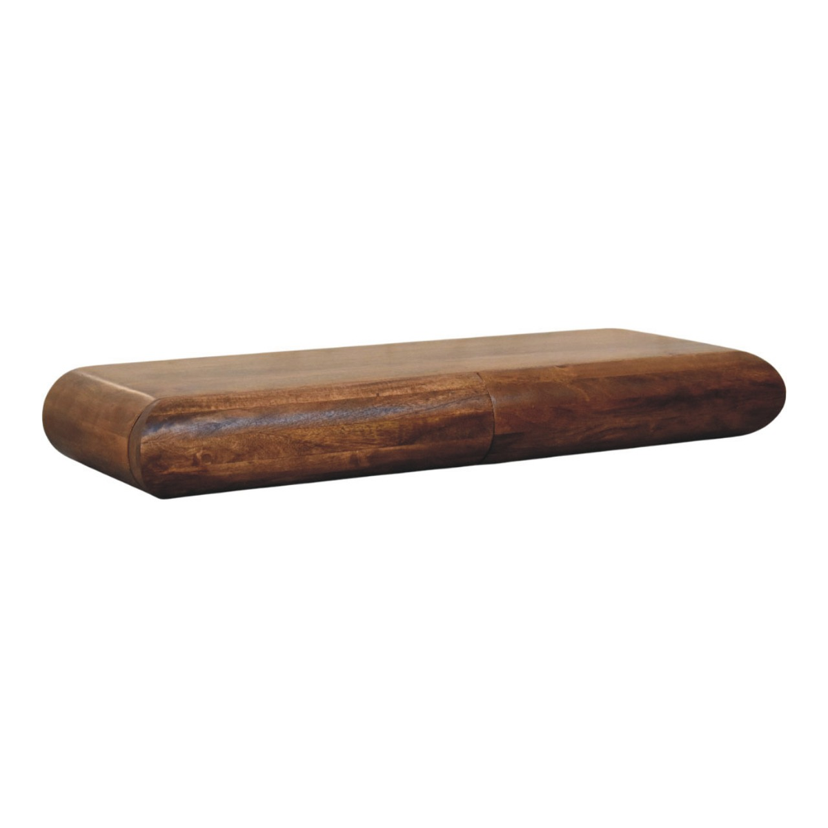 Artisan Furniture Solis Solid Mango Wood Wall-Mounted Console with Drawers – Rounded Floating Design, Amber Oak