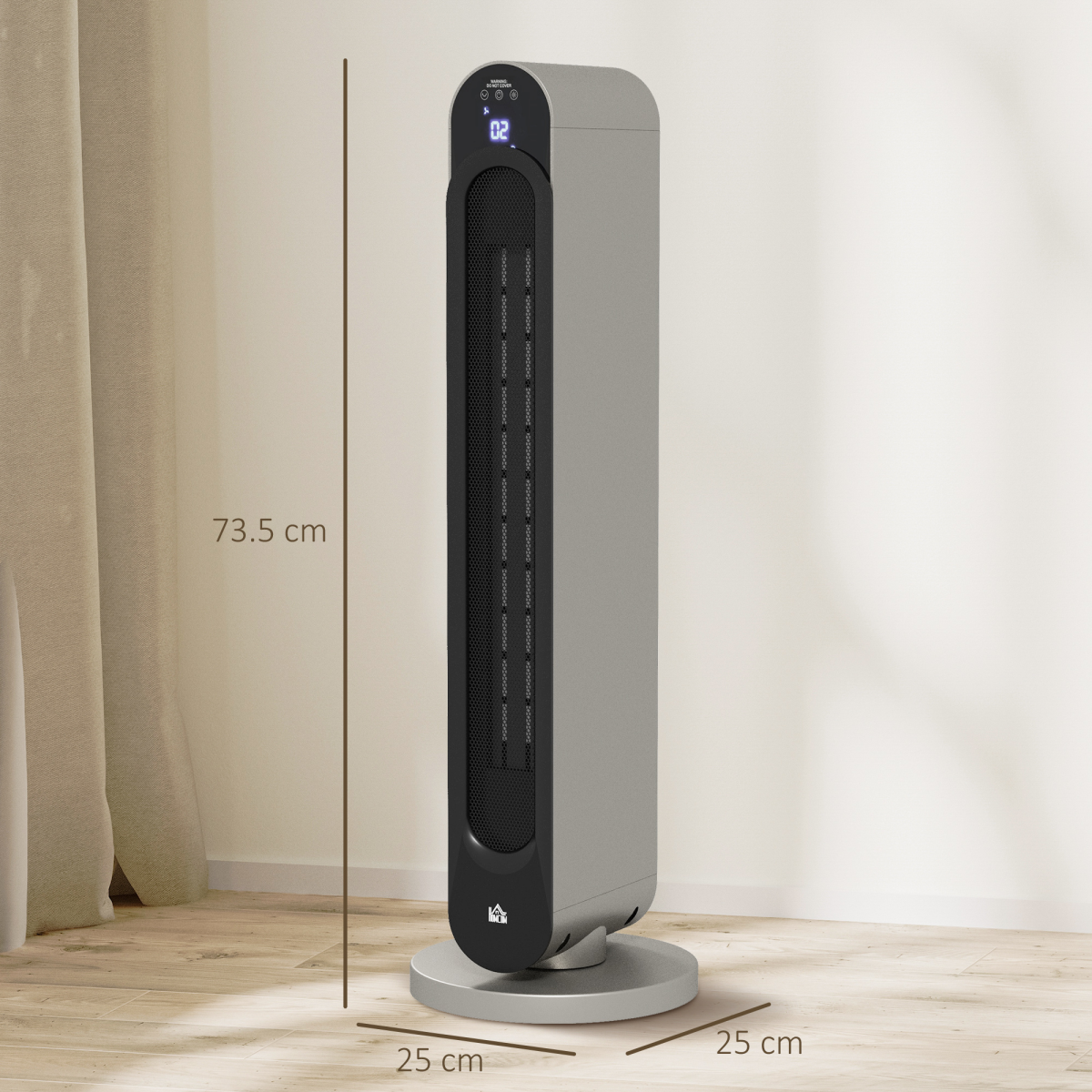 HOMCOM 2200W Ceramic Heater with Remote Control & 12-Hour Timer – Fast PTC Heating, Compact, Silver