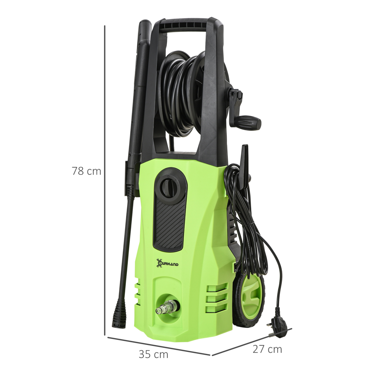 DURHAND Portable Power Washer 1800W, 150 Bar, 510 L/h with Snow Foam Bottle – Jet Washer for Garden, Car, Furniture