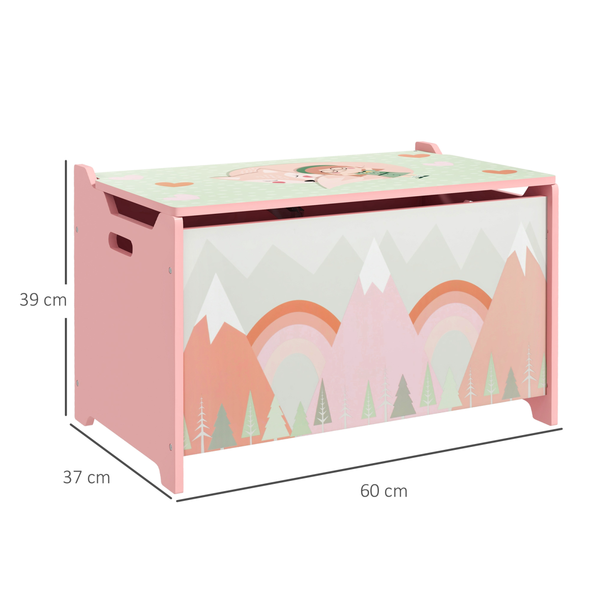 ZONEKIZ Toy Box, Kids Toy Chest with Lid and Safety Hinge – Rounded Corners Storage for Bedrooms & Playrooms, Pink