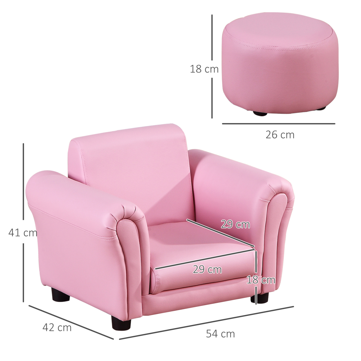 HOMCOM Kids Sofa with Footstool – Toddler Armchair for Playroom and Bedroom, Pink