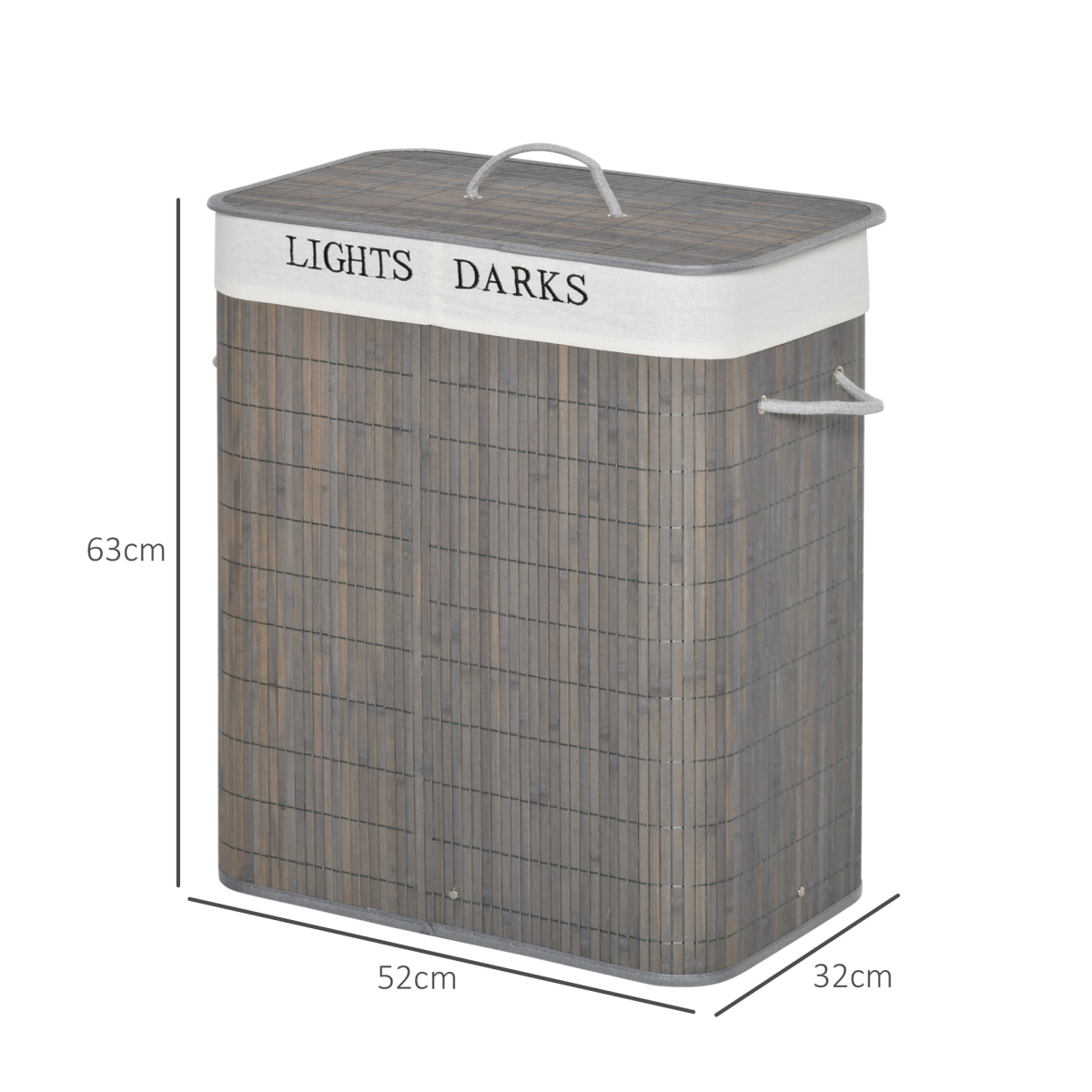 HOMCOM 100L Laundry Basket with Flip Lid, 2 Sections & Removable Lining – Grey