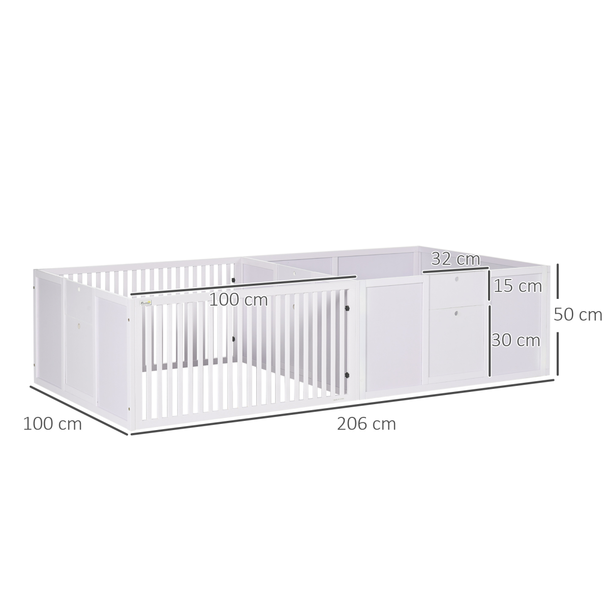 PawHut 7 Panel Puppy Pen with Three Doors – Indoor Two-Room Dog Playpen, White