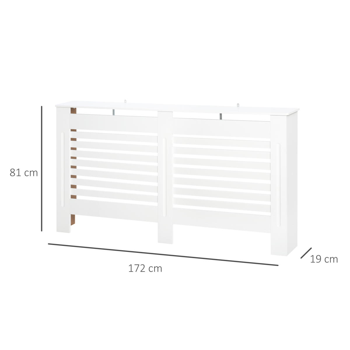 HOMCOM Modern Slatted Radiator Cover with Shelf Top – Painted MDF Heater Cabinet, White, Medium