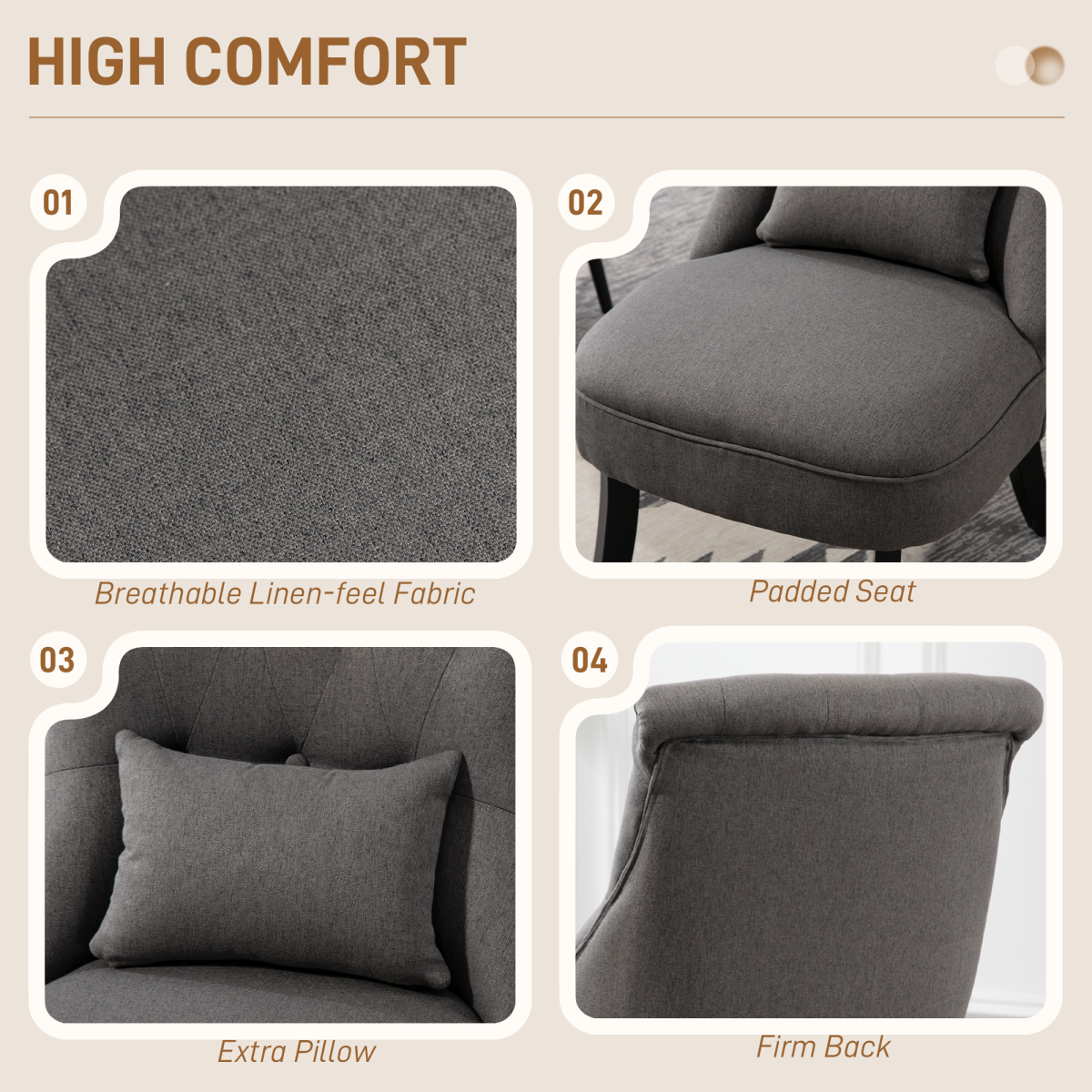 Close-up of the button tufting on the HOMCOM accent chair