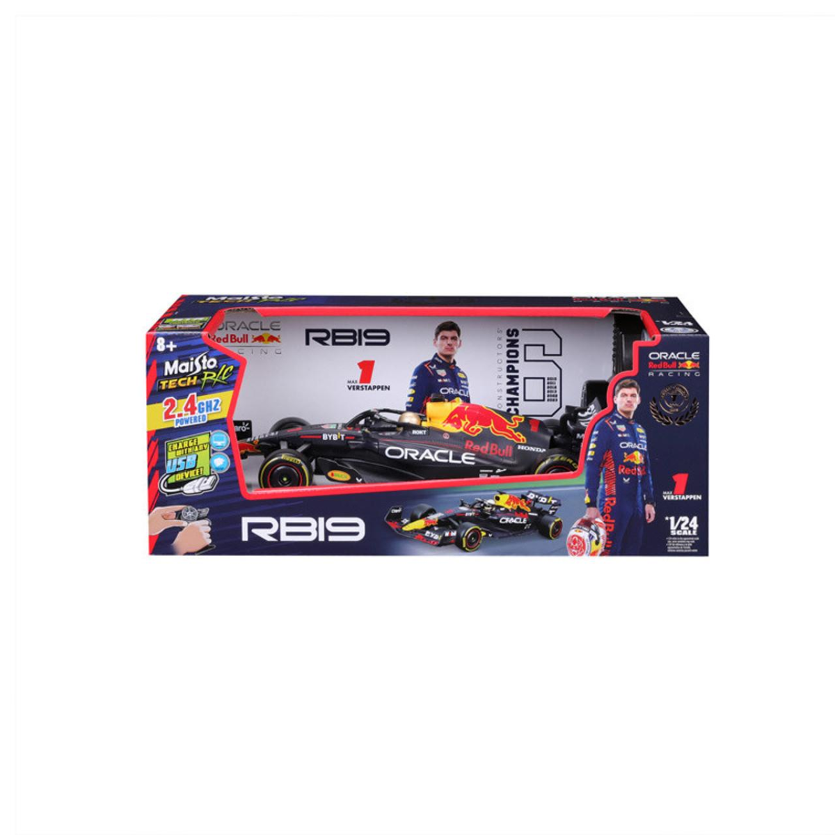 Maisto Premium RC F1 2023 Red Bull RB19 Max Verstappen Car, 1:24 Scale – 2.4GHz Remote Control