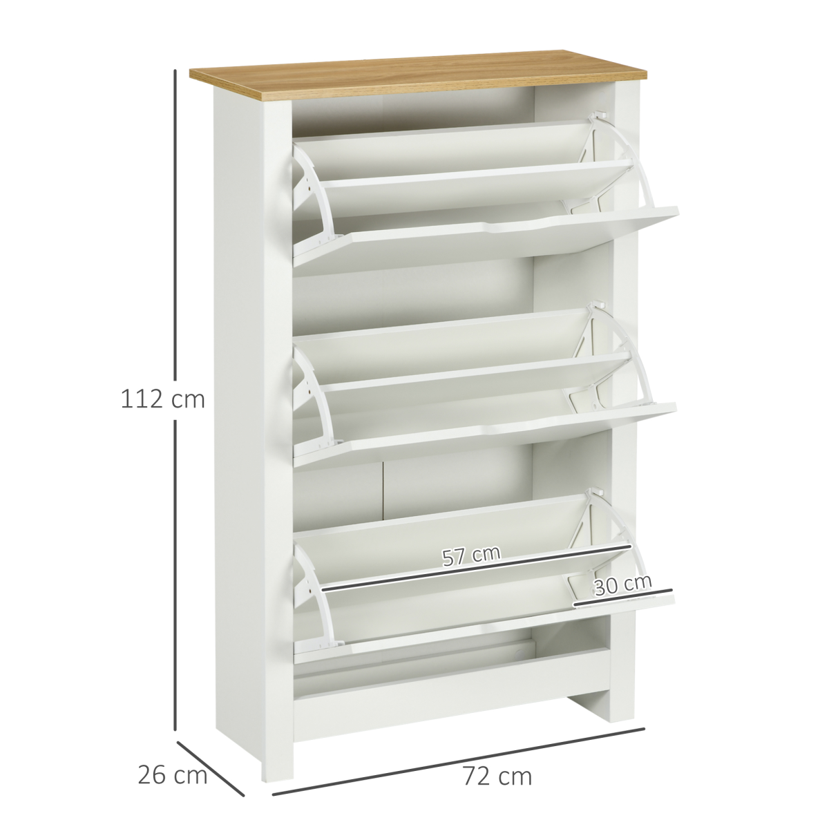 HOMCOM 18 Pair Shoe Storage Cabinet with 6 Shelves & 3 Drawers – Hallway Organiser, White