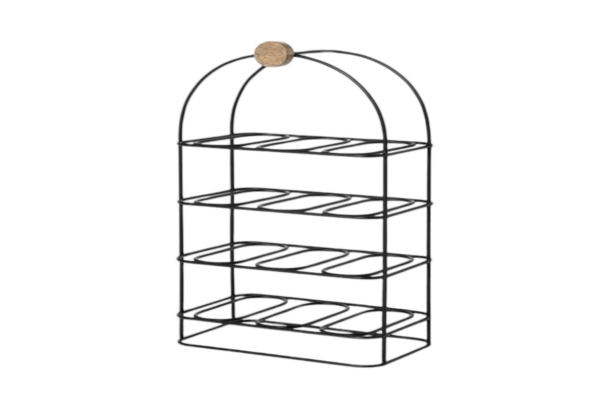 Cast Iron Freestanding Wine Rack, 25 Inch – Decorative Wine Storage for Kitchens, Dining Rooms and Bars, Black