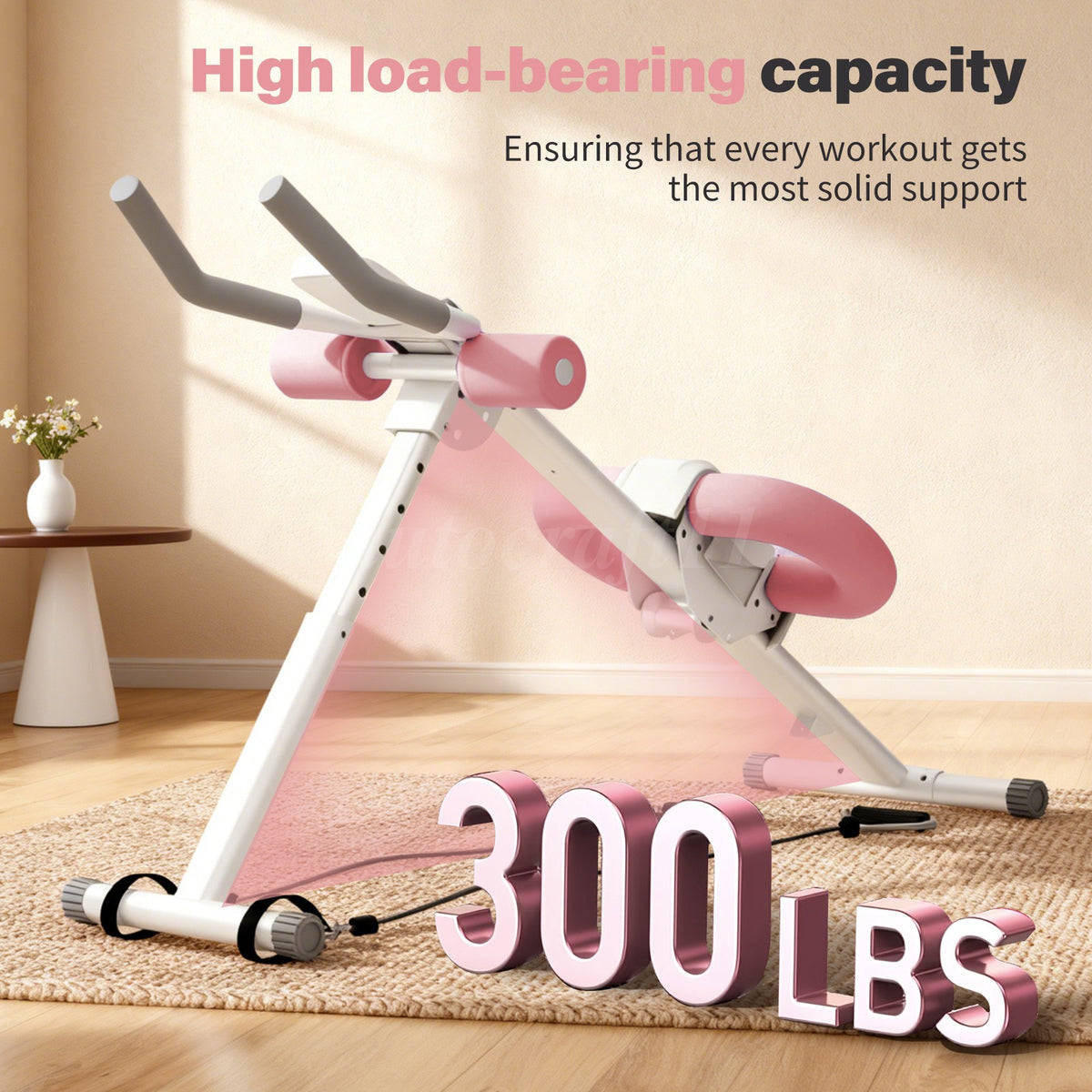 Folding Ab Crunch Machine with 2 Incline Levels, 5 Backrest Heights & Resistance Bands – Home Core Trainer