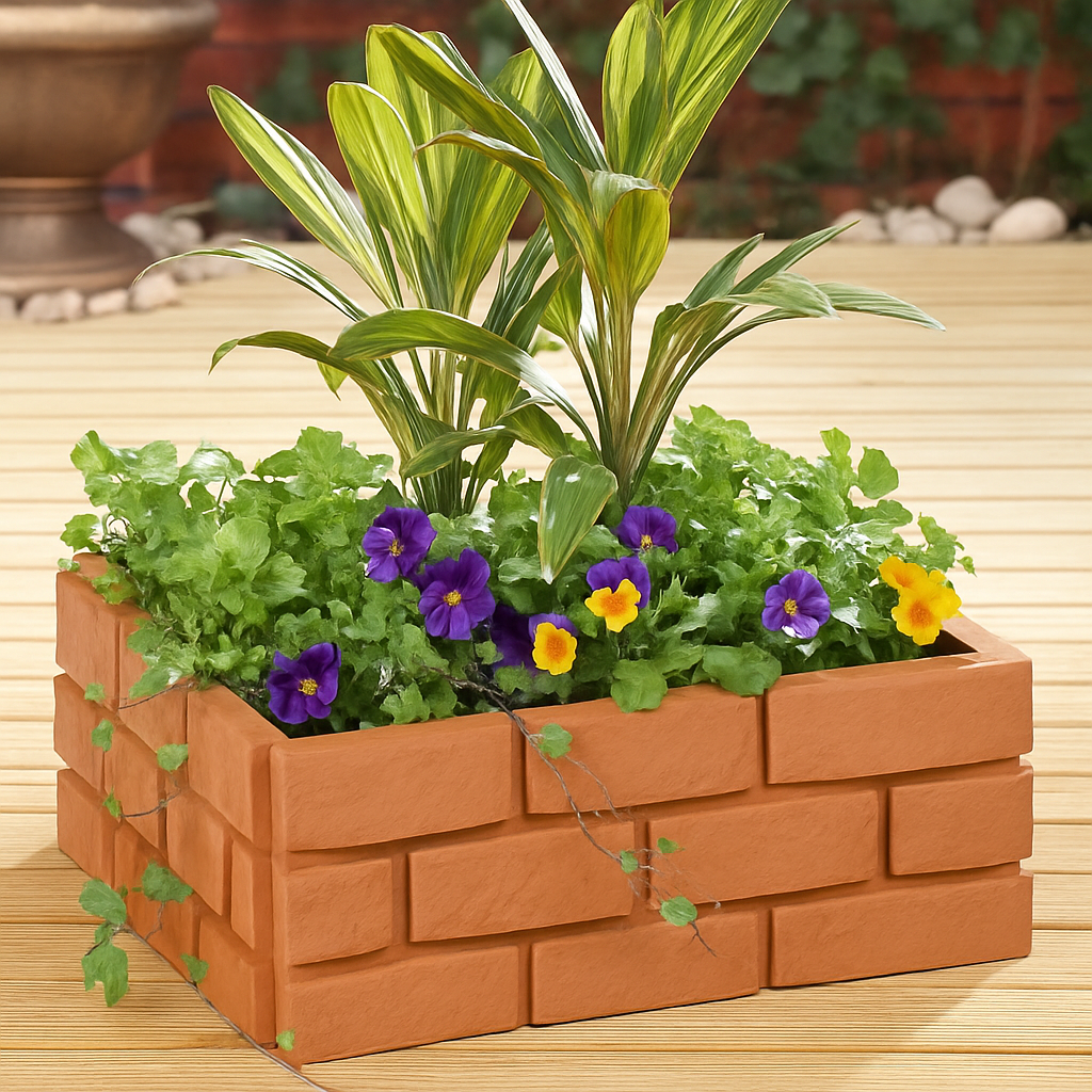 Avilo Brick Effect Garden Border, Set of 4 – Straight, Curved or Square Edging