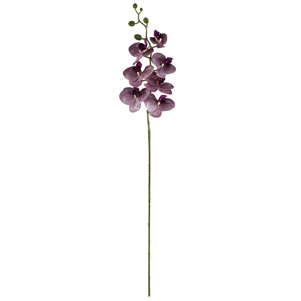 Pack of 6 x 100cm Artificial Phalaenopsis Orchid Purple Stem – 42 Flowers