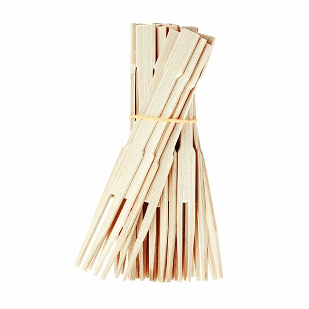 ECO Connection Pack of 50 Disposable Natural Bamboo Skewer Forks – Double Prong Party & Buffet Food Picks