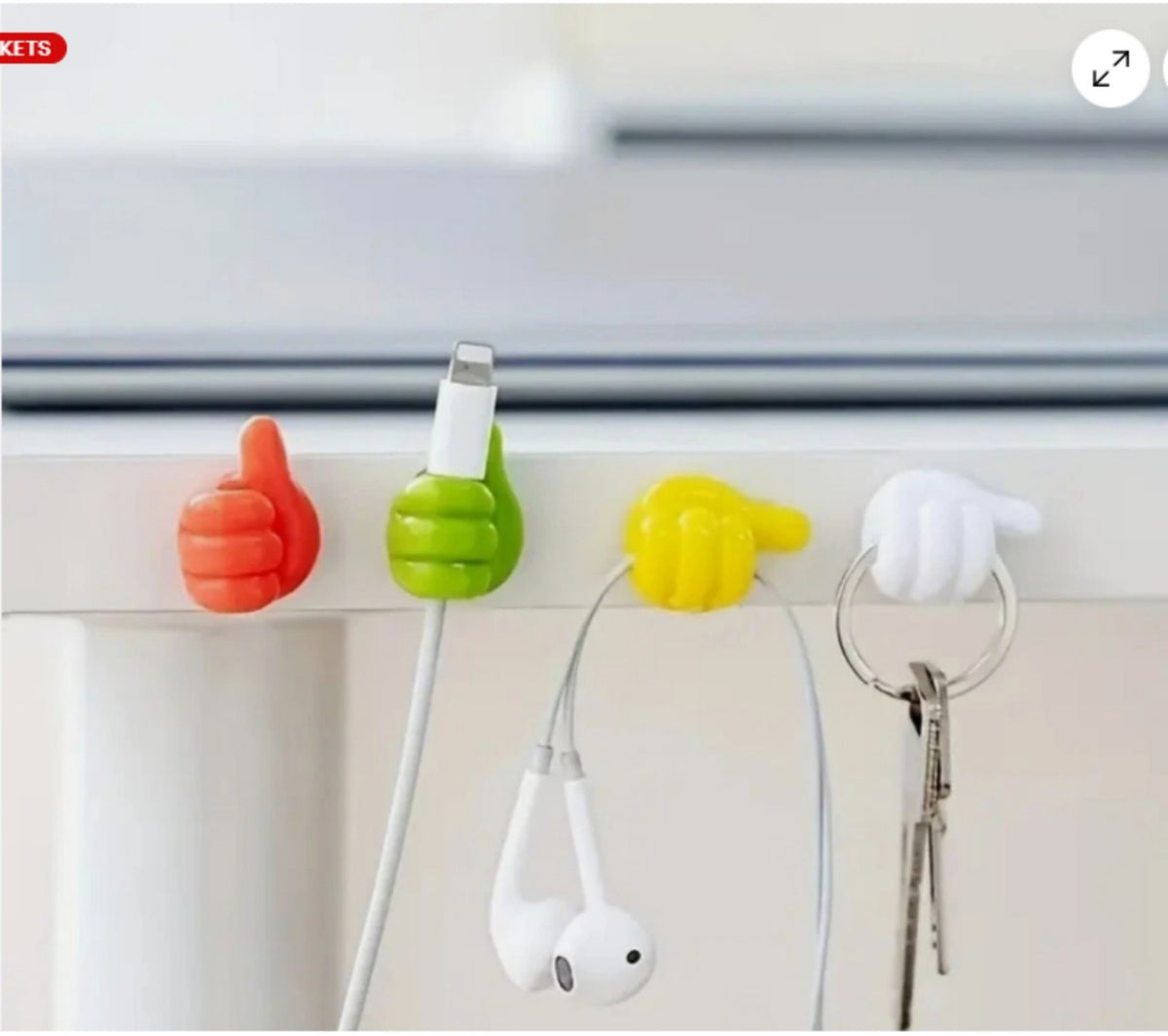 Thumb-Shaped Silicone Self-Adhesive Wall Hooks – Key, Cable and Accessory Holders, Assorted Colours