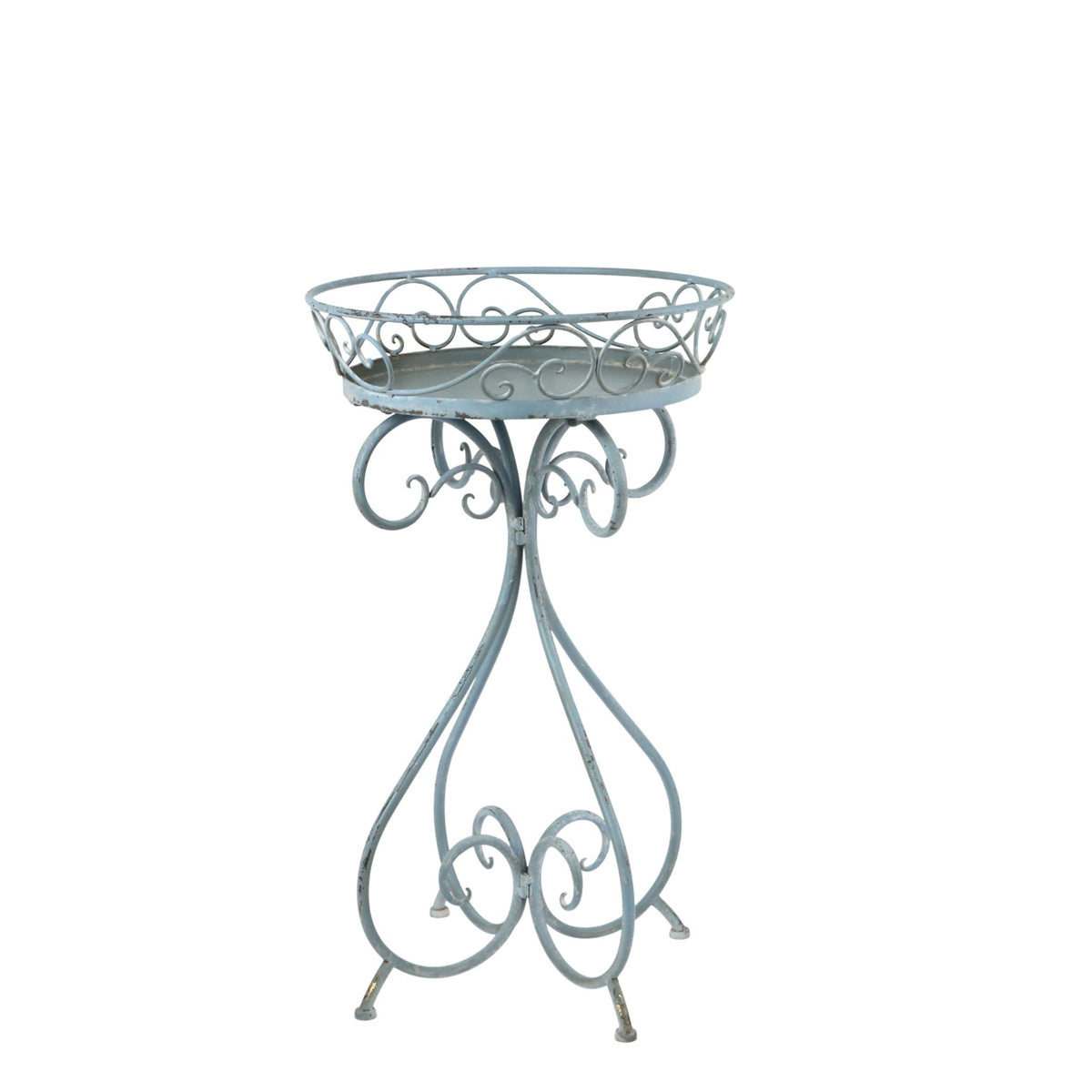 AcaciaHome 70cm Round Metal Plant Pot Holder Table Frame with Patina Finish – Indoor & Outdoor Garden Decor