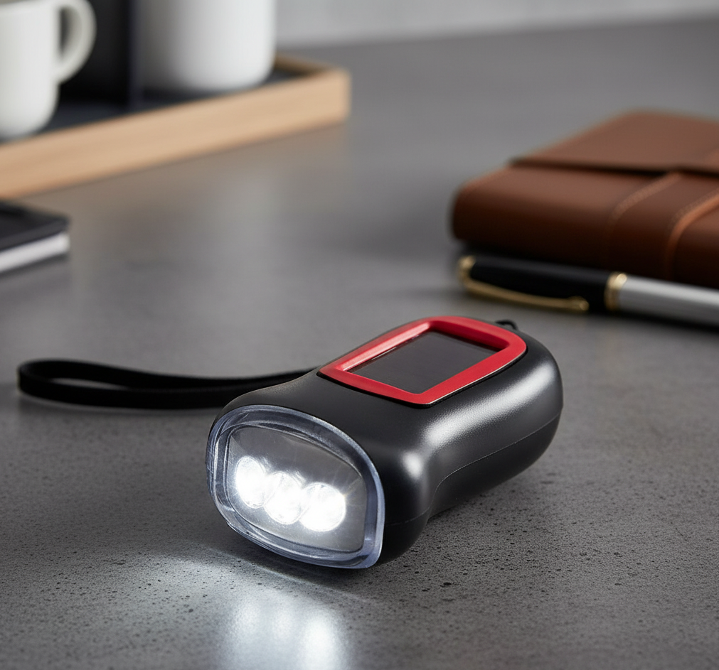 Avilo Wind-Up Solar Flashlight – Battery-Free Torch for Home, Camping & Power Cuts