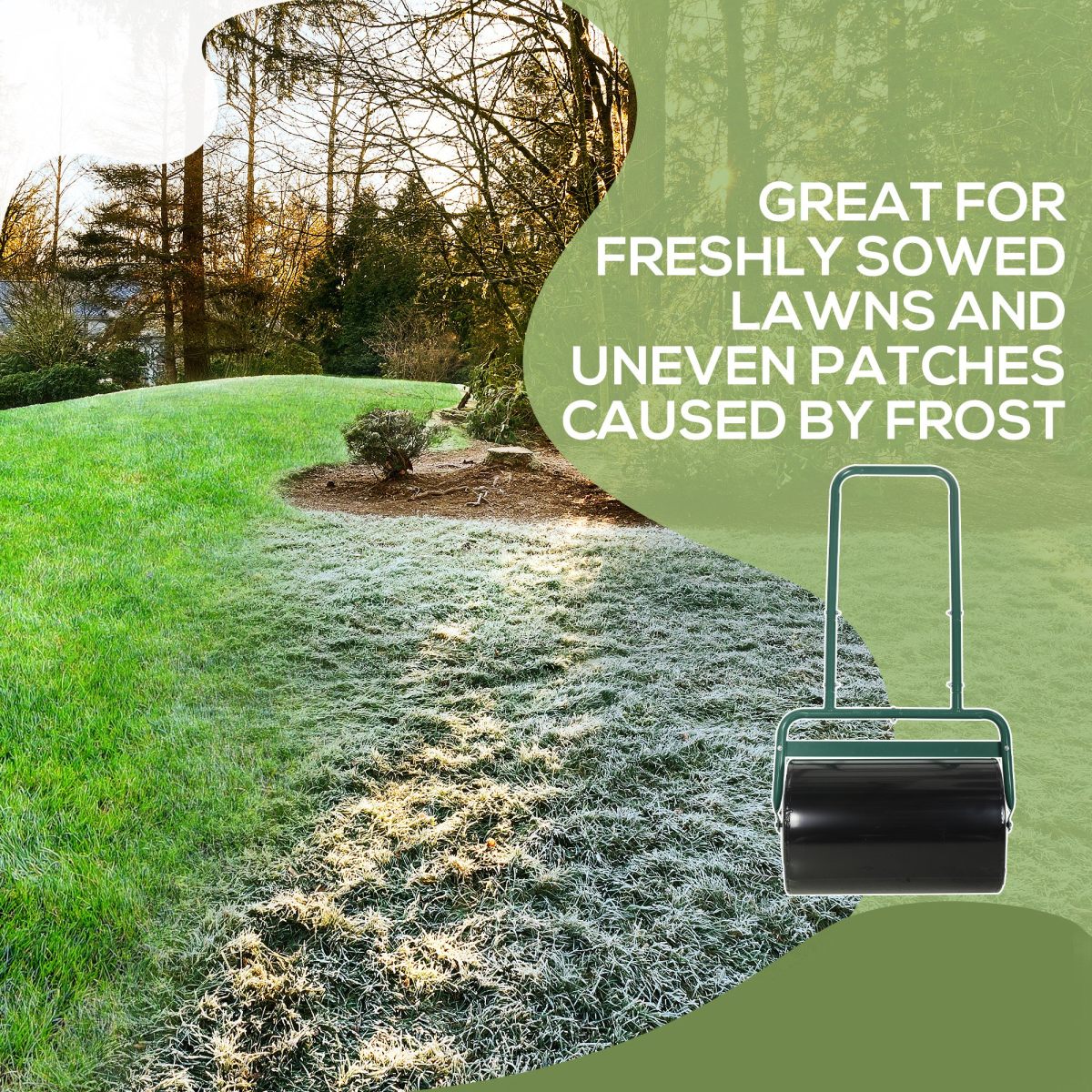 Outsunny 38L Garden Push Roller with U-Shaped Handle, Sand or Water Filled – Steel Lawn Roller, Dark Green