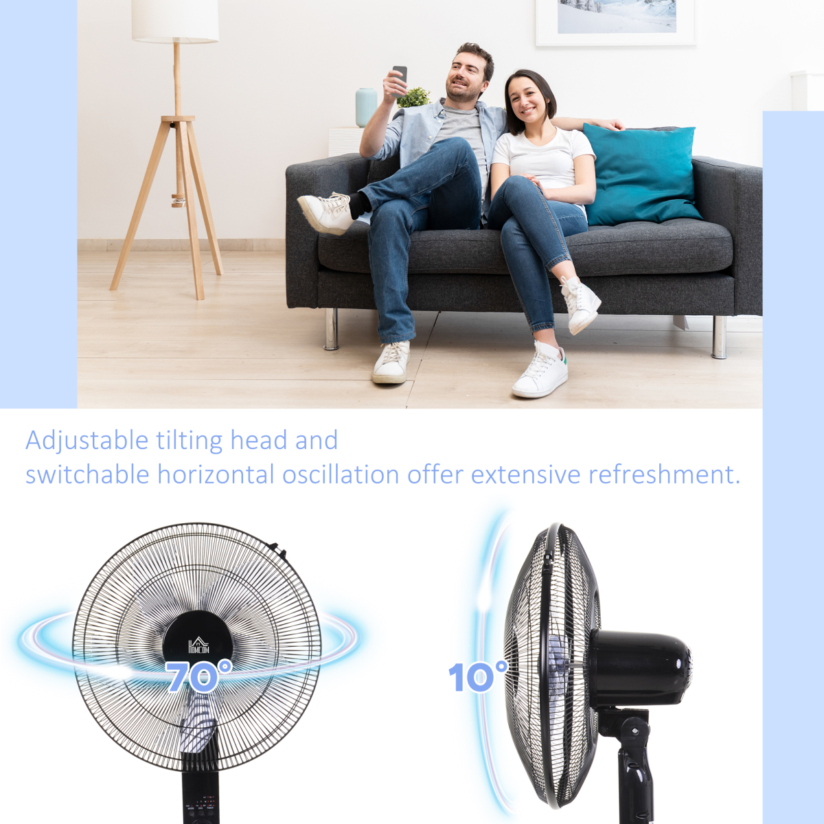 HOMCOM Oscillating Tower Fan with Remote Control, 3 Speeds & 7.5-Hour Timer – Slim Standing Cooler