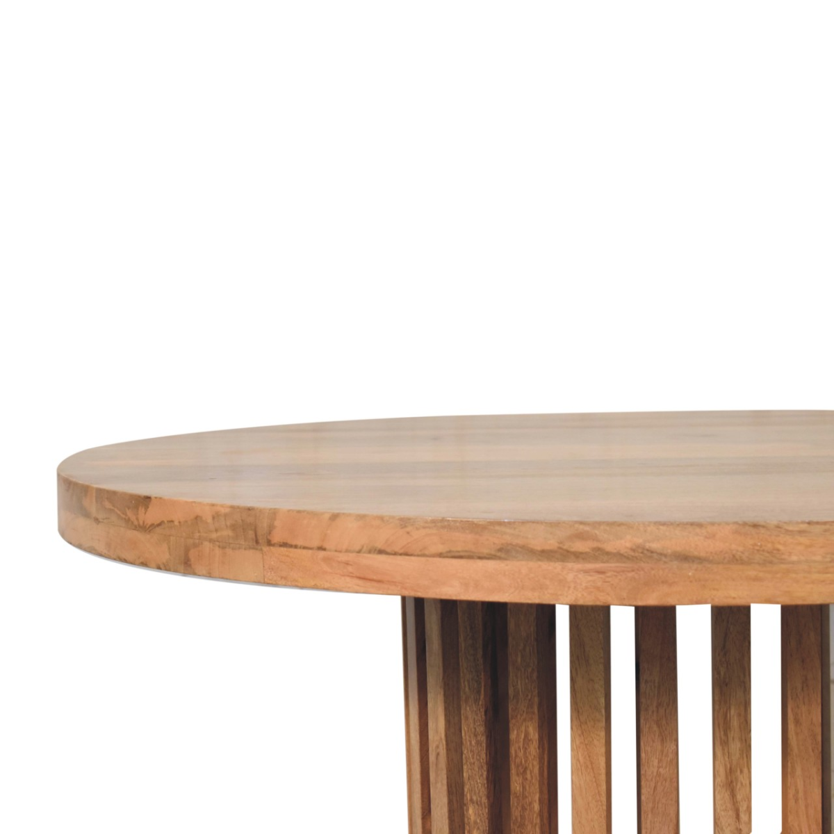 Artisan Furniture Ariella Solid Mango Wood Round Dining Table – Japanese-Inspired Design, Oak-Effect, Brown